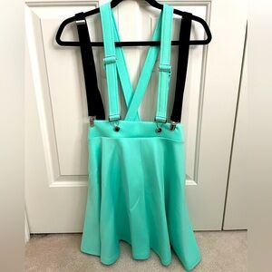 Mint Green Midi Skirt With Suspenders